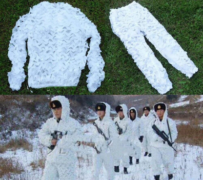 Ghillie Suits Winter White Camouflage Sniper Snow Jackets Pants Hunting Clothing
