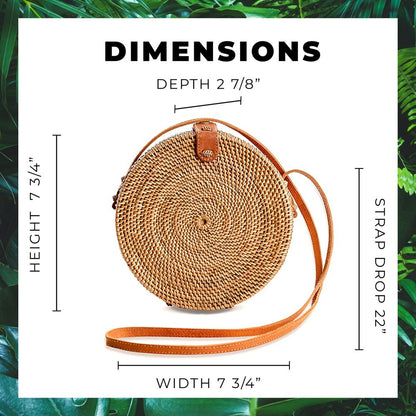 Novum Crafts Round Rattan Bag for Diameter: 7 3/4” (20 cm), Brown Medium