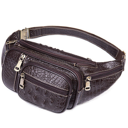 Men's Real Leather Fanny Waist Pack Bag Sling Backpack Crocodile Chest Bags