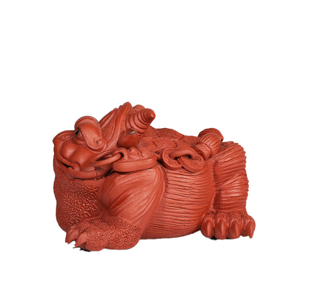 Purple sand tea pet ox horn Golden Toad can raise raw ore Dahongpao tea tray dec