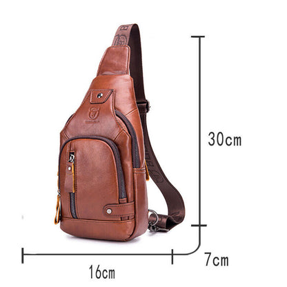Men's Sling Backpack,100% Genuine Leather Chest bag Crossbody Bag Shoulder Bag