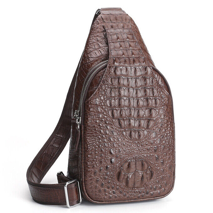 Handcrafted Nile Crocodile Skin Leather Mens Luxury Crossbody bag Sling Backpack