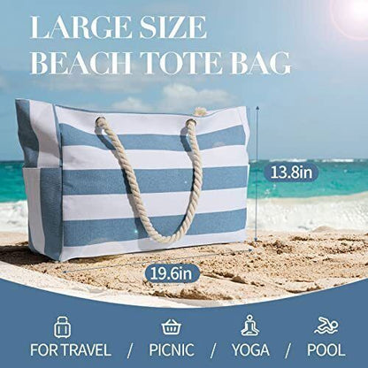 Beach Bag Large Beach Bags for Women Waterproof Beach Tote Bag with Zipper
