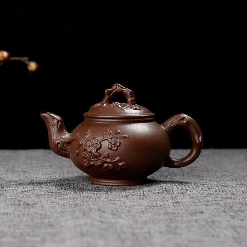 Chinese Yixing Zisha Clay Pottery Teapot Plum Blossom Design Clay Pot 150 cc