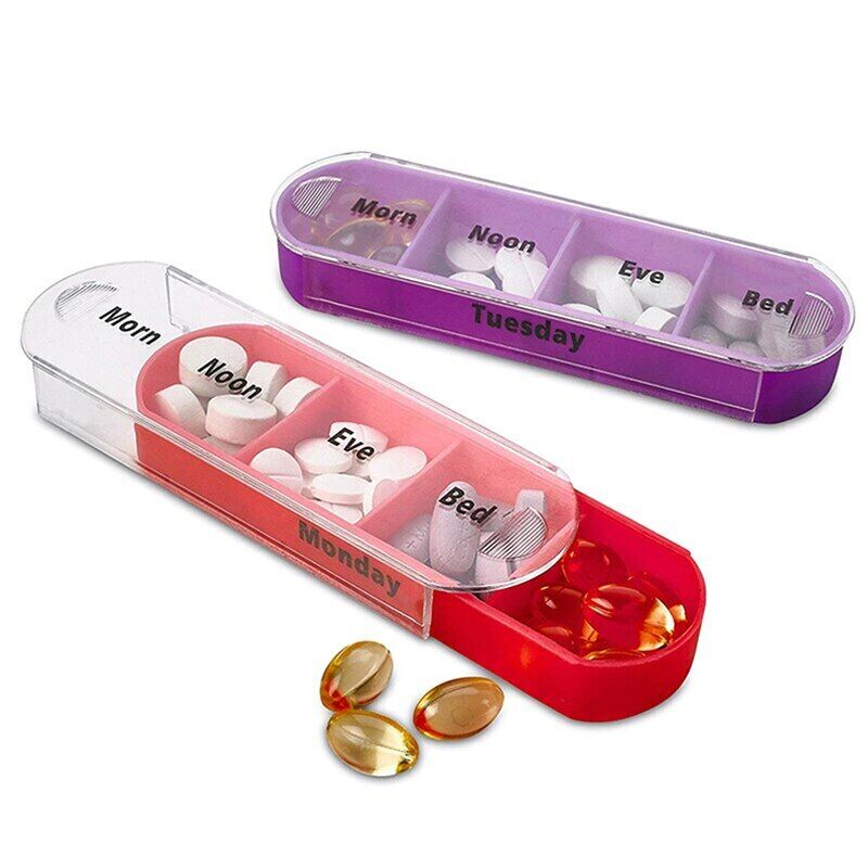 Plastic Medicine Storage Dispenser Drug Cases 7 Days 28 Grids Trip Pill Holder