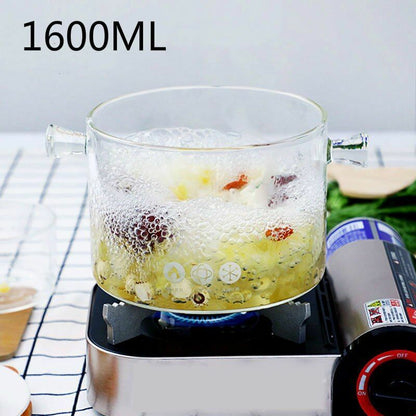 1.6L Heat-Resistant Porridge Pot 15x18cm Transparent Glass Home Soup Stocks Bowl
