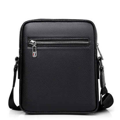 100% Genuine Leather Men's Double Zipper Sling Shoulder Messenger Bag Crossbody