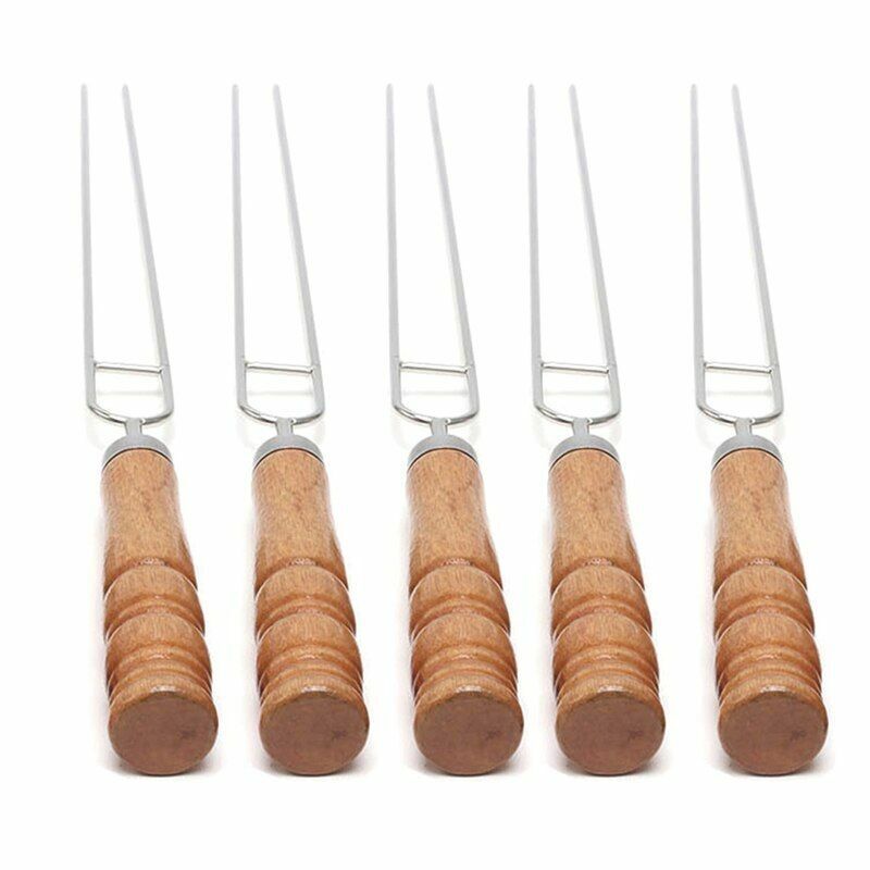 BBQ Forks 5pcs U-Shape Roasting Stainless Steel Barbeque Skewers Outdoor Cooking