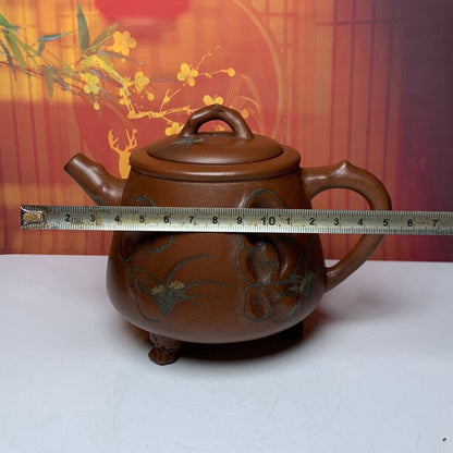 Vintage Chinese Yixing Purple Clay Teapot Zisha Ceremony Painted Nice Teaware