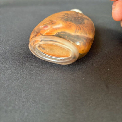 Chinese Snuff Bottle Inside Painted Tiger Statue Reverse Beauty Glazed Peking
