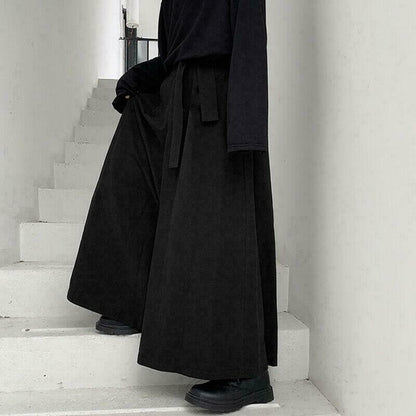Fashion Men Baggy Gothic Long Pants Casual Loose Holiday Wide Leg Linen Trousers