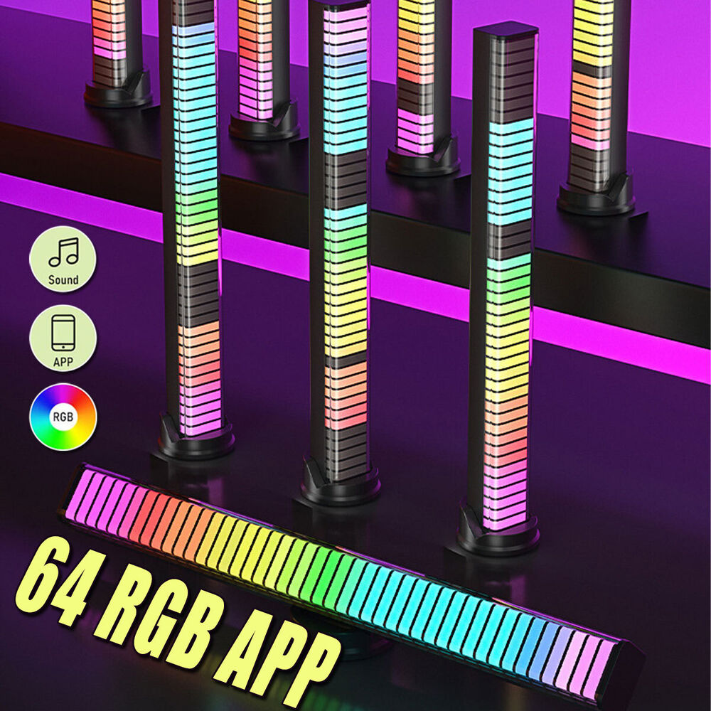 RGB App Voice Control Light Bar Wireless Sound Activated Rhythm Lamp 64LED Light