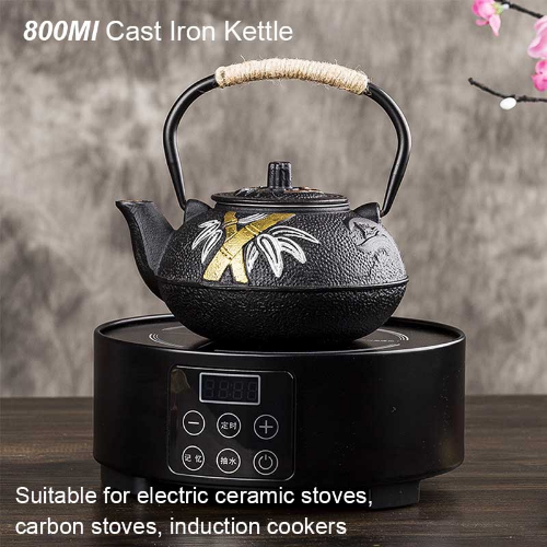 800MLCast Iron Teapot with Stainless Steel Infuser Strainer Cast Iron Tea Kettle