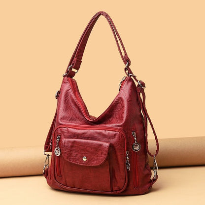 Women Handbag Solid Color Messenger Bag Large Shoulder Bag Synthetic Leather Bag