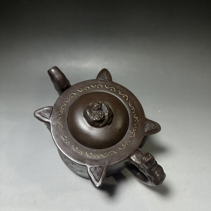 vintage chinese yixing purple clay teapot zisha ceremony carving Collectible art