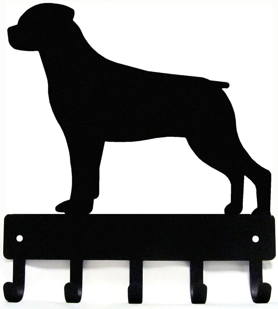 Rottweiler Key Rack Dog Leash Hanger - 9 inch Wide/6 inch Wide Metal Wall Art