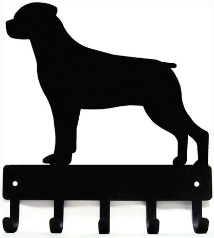 Rottweiler Key Rack Dog Leash Hanger - 9 inch Wide/6 inch Wide Metal Wall Art