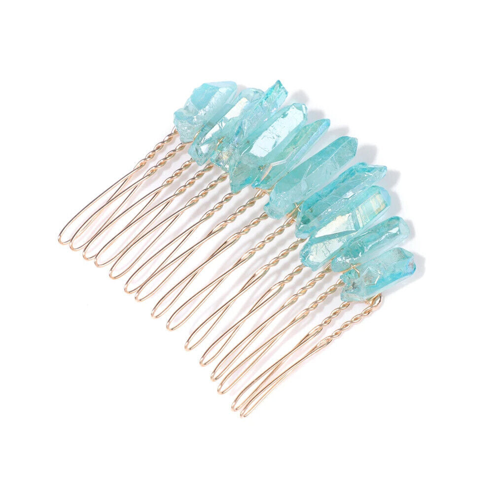 Women Hair Combs Irregular Healing Crystal For Bride Hairpin Wedding Accessories