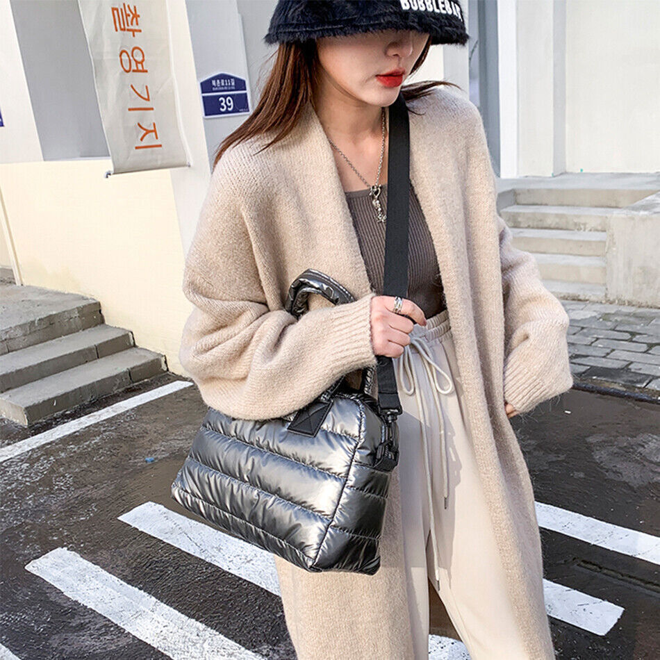 Women's Padded Bag Fabric Soft Shoulder Messenger Bag Female Hand Tote Bag