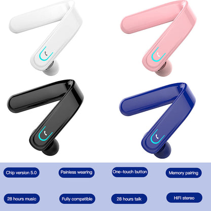 Bluetooth 5.0 Headset Wireless Earbud Single Earphone Stereo Headphone Ear Hook