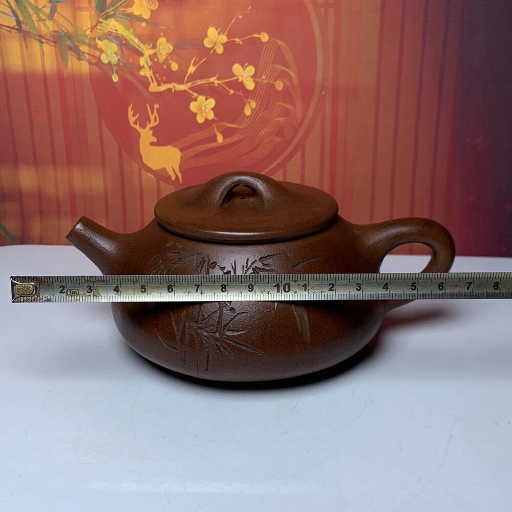Vintage Chinese Yixing Purple Clay Teapot Zisha Ceremony Bamboo Teaware Collect