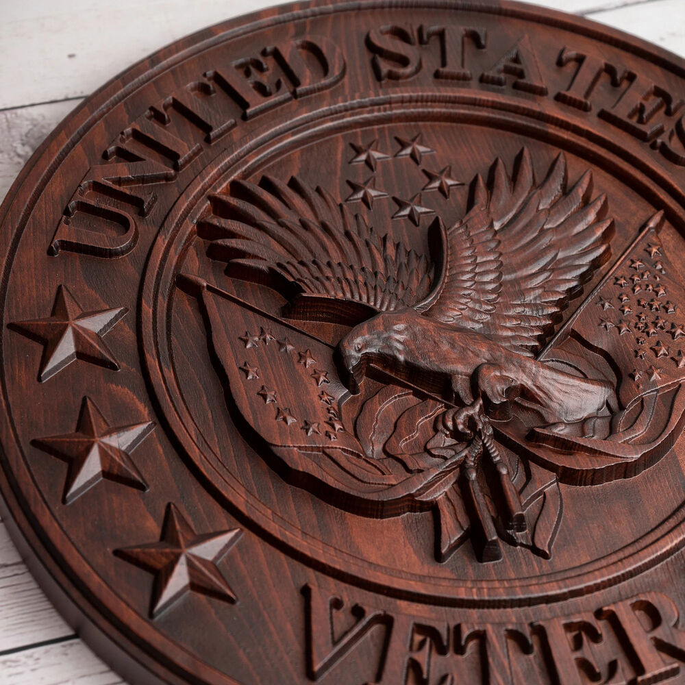 US Army Veterans Plaque American Flag Eagle Wall Decor Statue Sculpture Idol