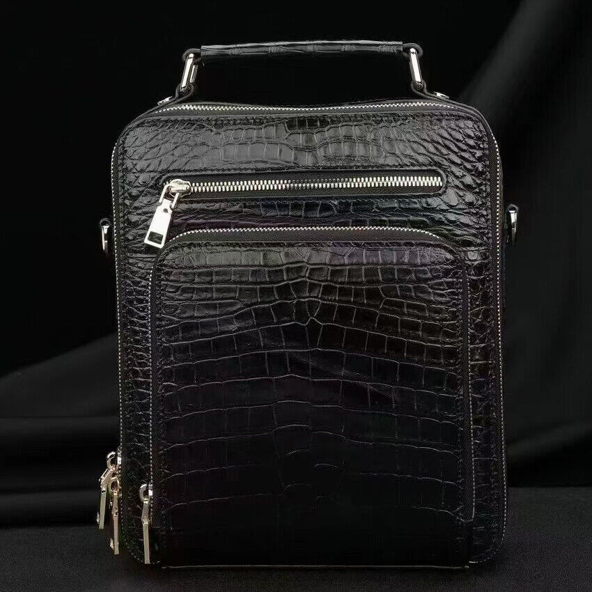 Handcrafted Crocodile Skin Leather 12" Men's Luxury Shoulder/Messenger Handbags