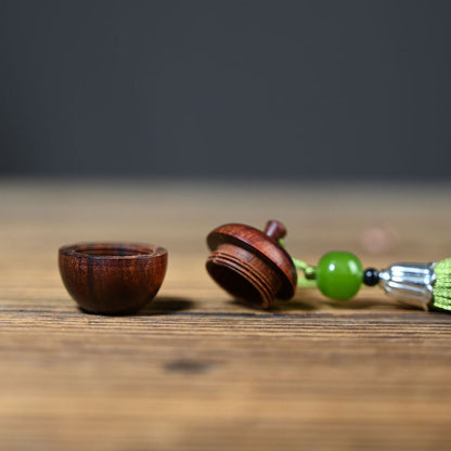 Chinese Style Rosewood Carving Apple Handicraft Phone Keychain Car Decoration