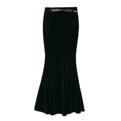 Fashion Womens Velvet Mermaid Flare Skirts Party Casual Full Long Dress Skirts