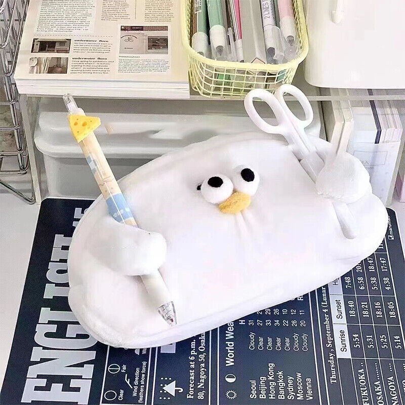 Kawaii Cartoon Animal Pencil Case Large Capacity Cute Plush Bag School Supplies