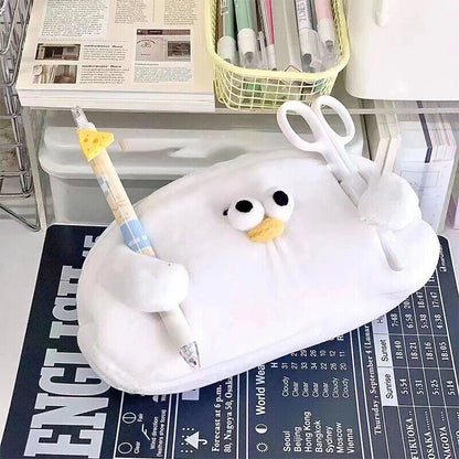 Kawaii Cartoon Animal Pencil Case Large Capacity Cute Plush Bag School Supplies