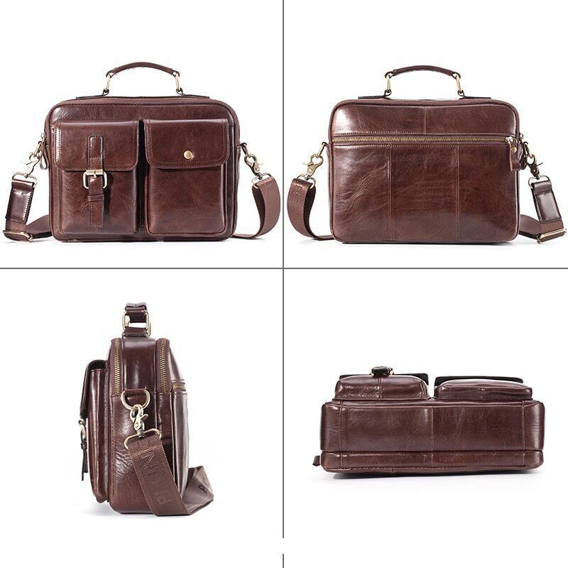 Cowhide Leather Bag Men Leather Handbag Shoulder Bag Men Office