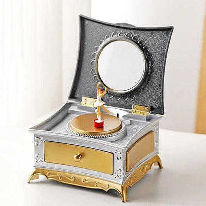 Music Box Plastic Classic Rotating Ballerina Piano Jewelry Holders 16x13.6x9.1cm