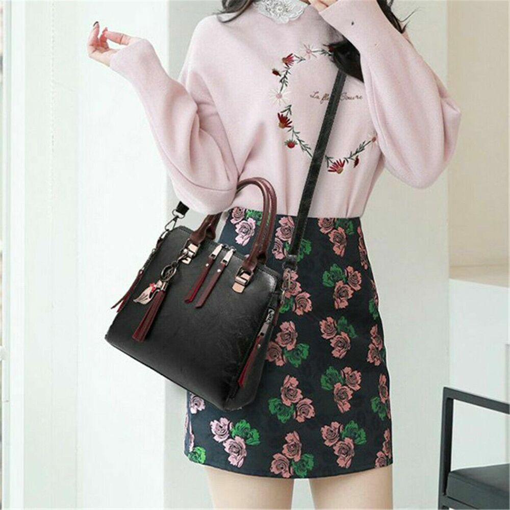 Womens Ladies Casual Retro Oil Leather Handbag Crossbody Bag Tote Shoulder Purse