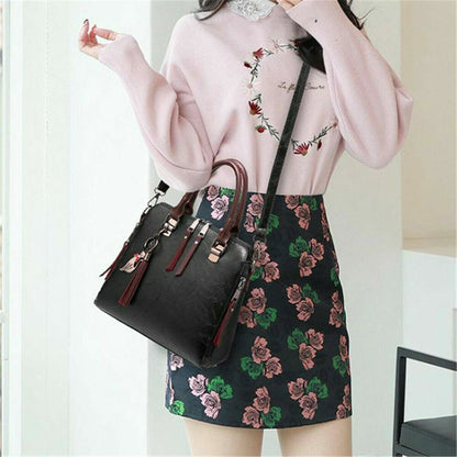 Womens Ladies Casual Retro Oil Leather Handbag Crossbody Bag Tote Shoulder Purse