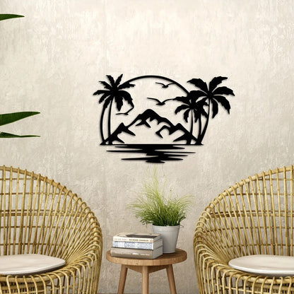 Tropical Palm Tree Wall Plaque - Decorative Metal Art