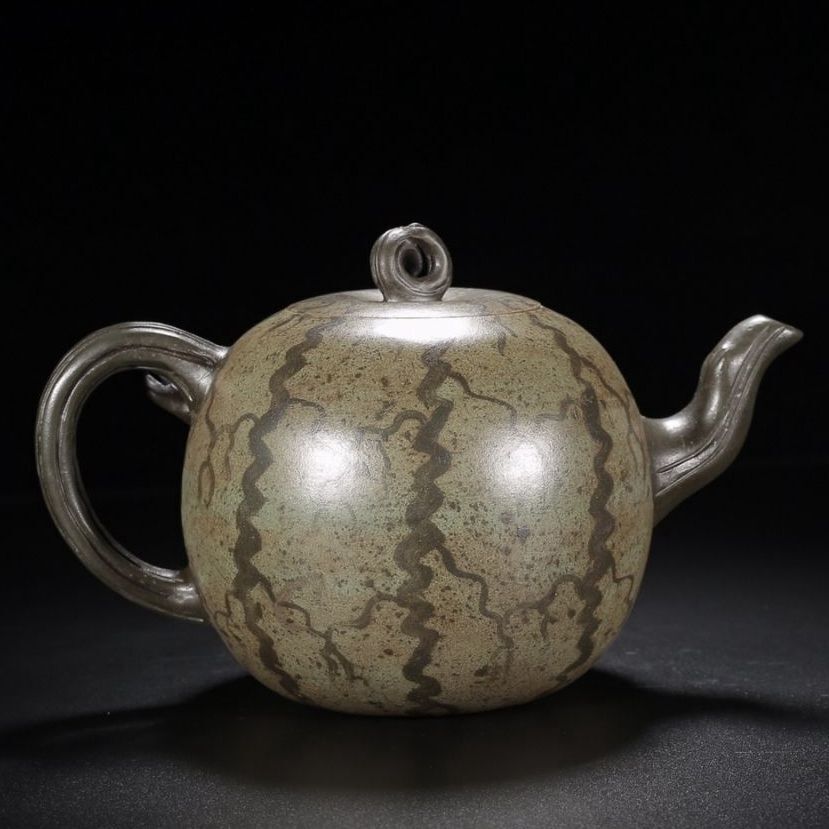 Vintage Chinese Yixing Purple Clay Teapot Zisha Ceremony Watermelon Teaware Rare