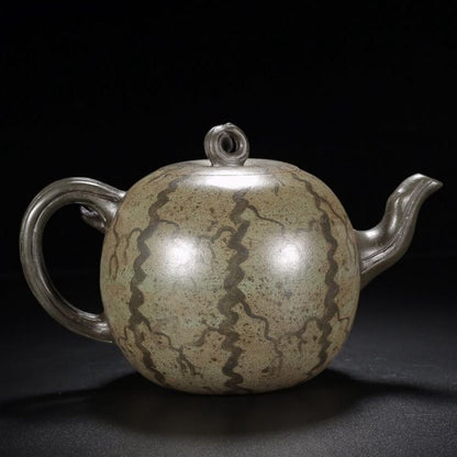 Vintage Chinese Yixing Purple Clay Teapot Zisha Ceremony Watermelon Teaware Rare