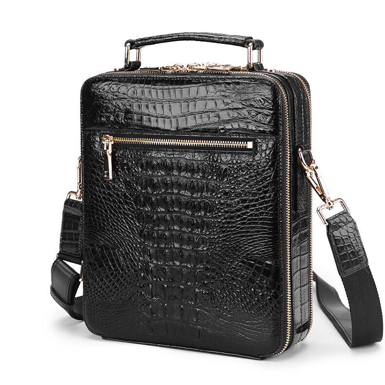 Handcrafted Crocodile Skin Leather 12" Men's Luxury Shoulder/Messenger Handbags