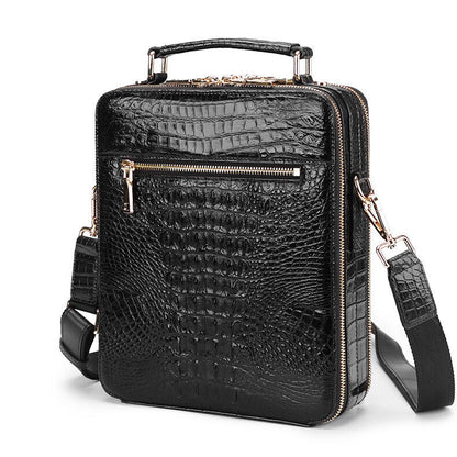 Handcrafted Crocodile Skin Leather 12" Men's Luxury Shoulder/Messenger Handbags