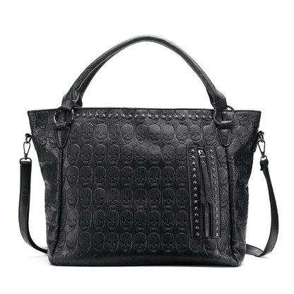 Large Bag Leather Black Handbag Punk Skull Bag Tote Crossbody Bags Polyester 1PC