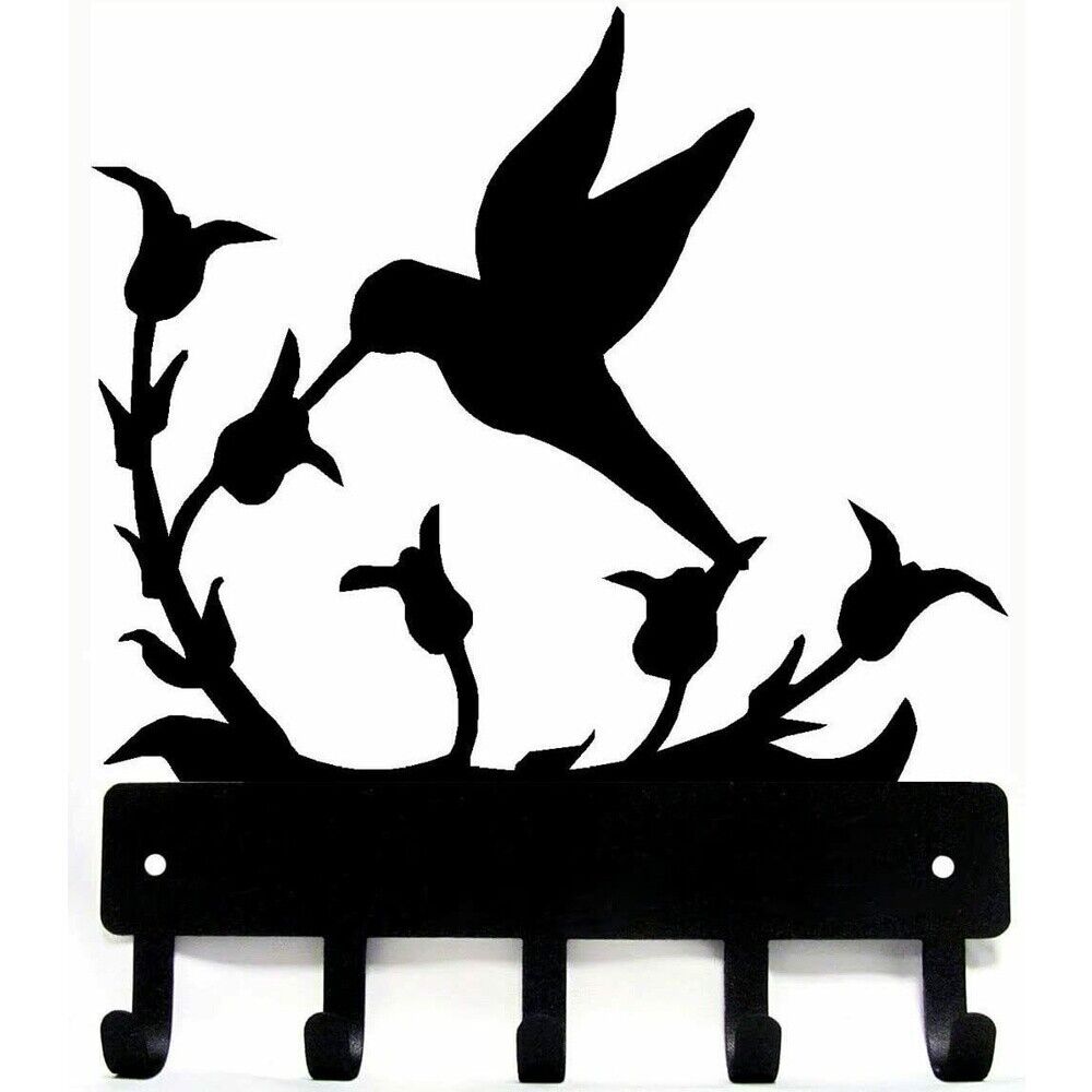 Wall Mounted Hook Up Hummingbird Key Rack Hanger Iron Crafts Rack Wall Art Decor