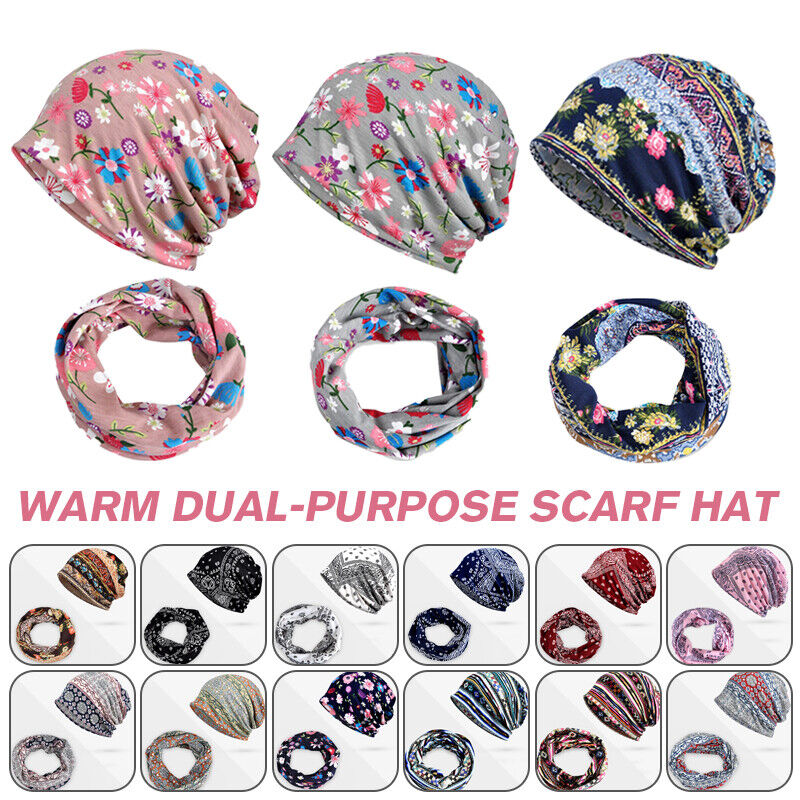 Women Floral Baggy Slouchy Beanie Hat Headwear Scarf Snood Hat Cancer Chemo Caps