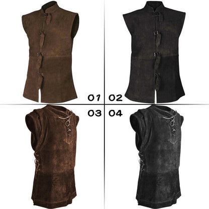 Men Medieval Buccaneer Vest Priate Costume Renaissance Steampunk Waistcoat Top