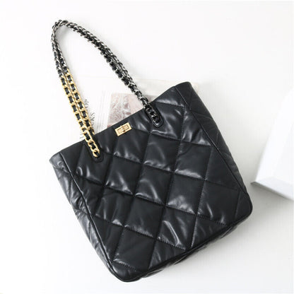 Quilted Lambskin Leather Shoulder bag Tote Purse Chain Top Handles Handbag