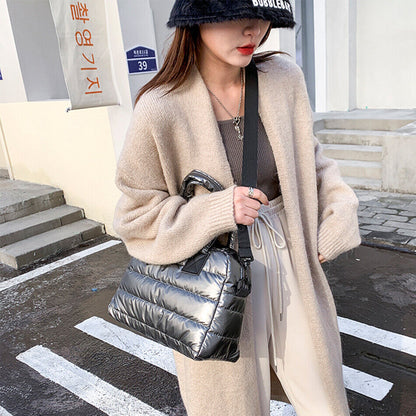 Women's Padded Bag Fabric Soft Shoulder Messenger Bag Female Hand Tote Bag