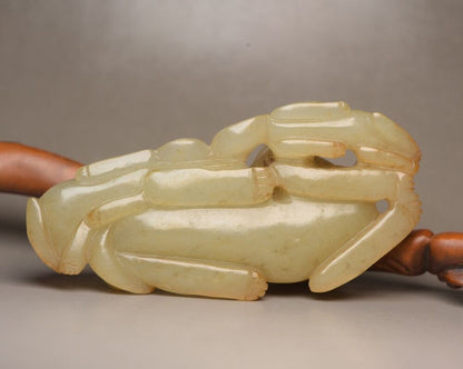 Chinese Natural Hotan Jade Carving Exquisite Dog 旺财 Statue Figurines Collection