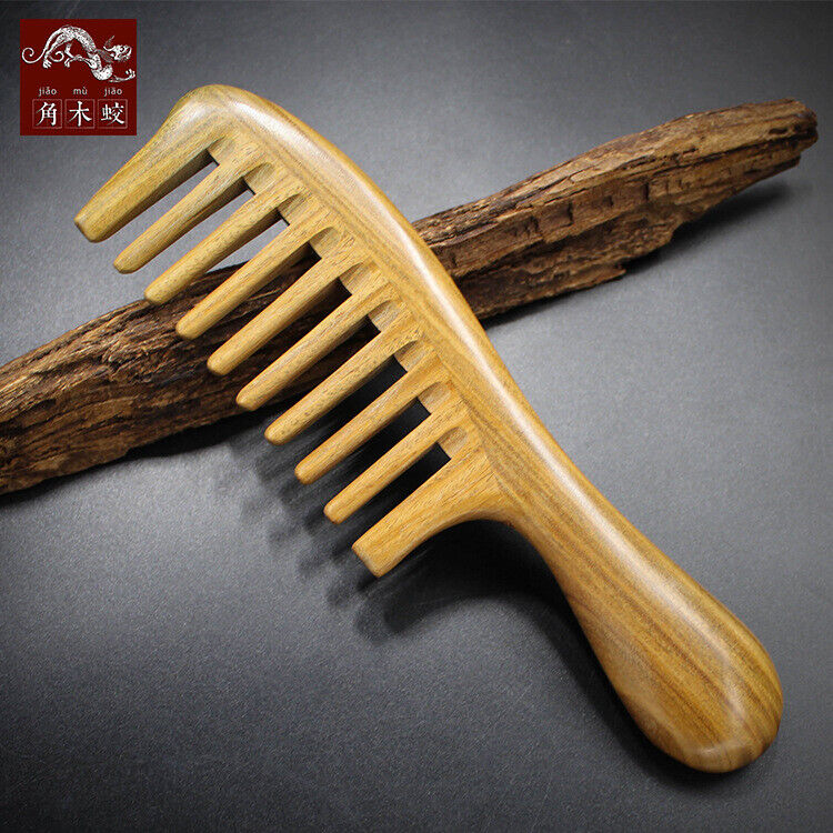 Natural Wooden Comb Wide Toothed Hair Comb Green Sandal Wood Comb Massage Brush