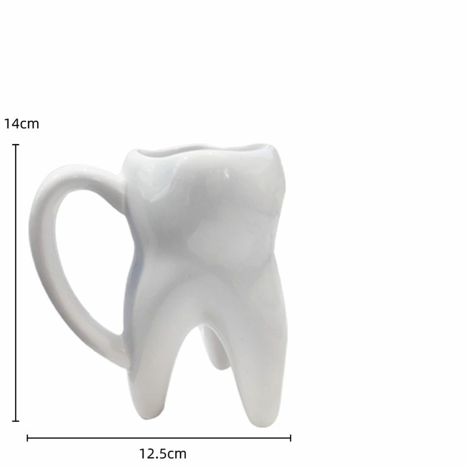 Coffee Mug Creative Travel Dental Tooth Shaped Ceramic Water Cups Gift 12.5x14cm
