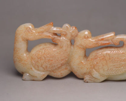 Chinese Natural Hetian Jade Carving Goose Statue Nice Figurines Decoration Art